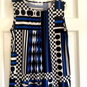 Calvin Klein Black and Blue Geometric Tank Top Size S.